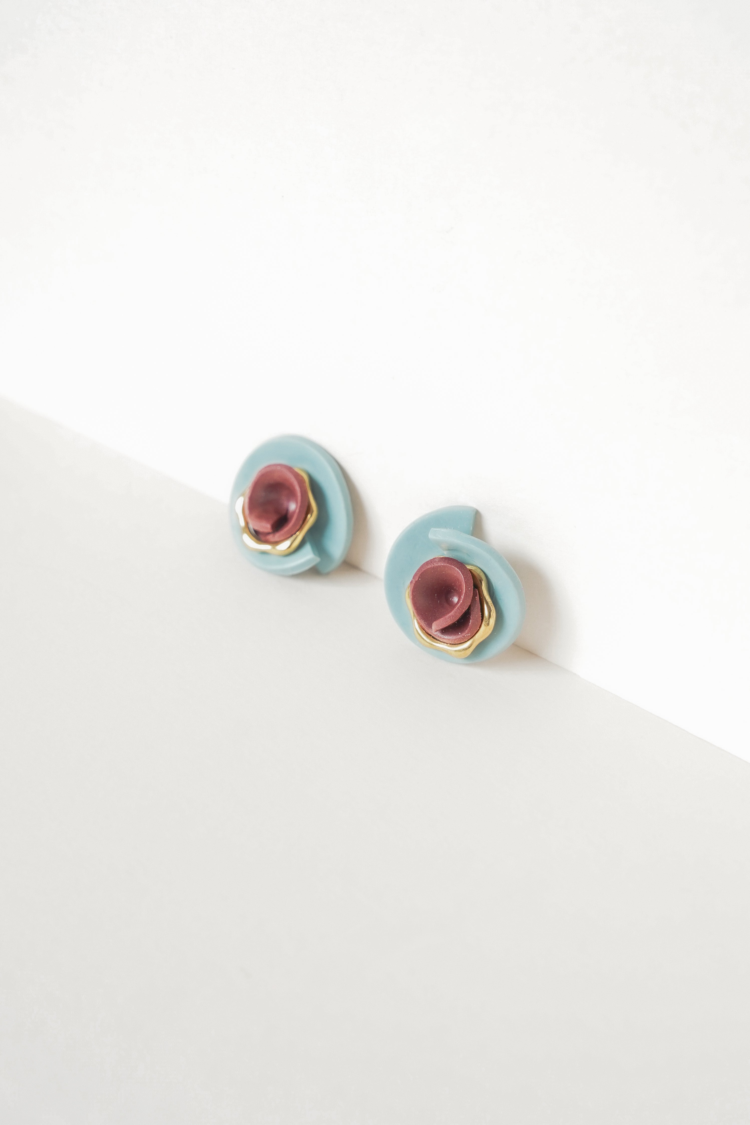Blue & Burgundy Stud Earrings