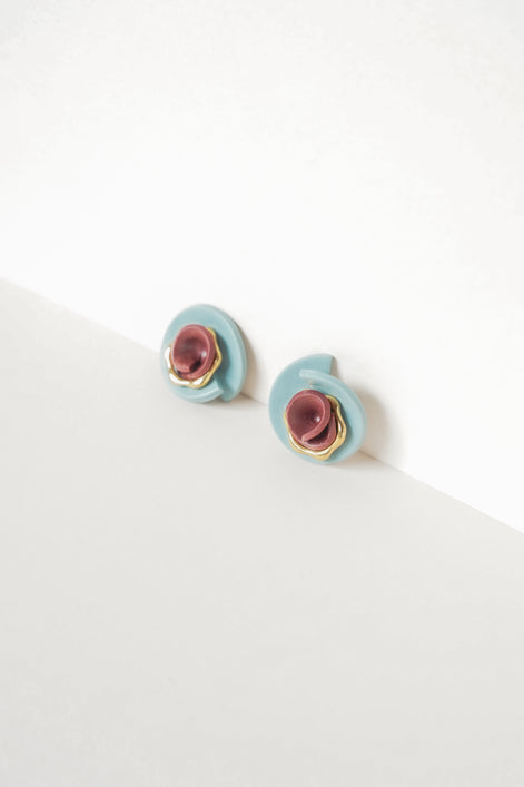 Blue & Burgundy Stud Earrings