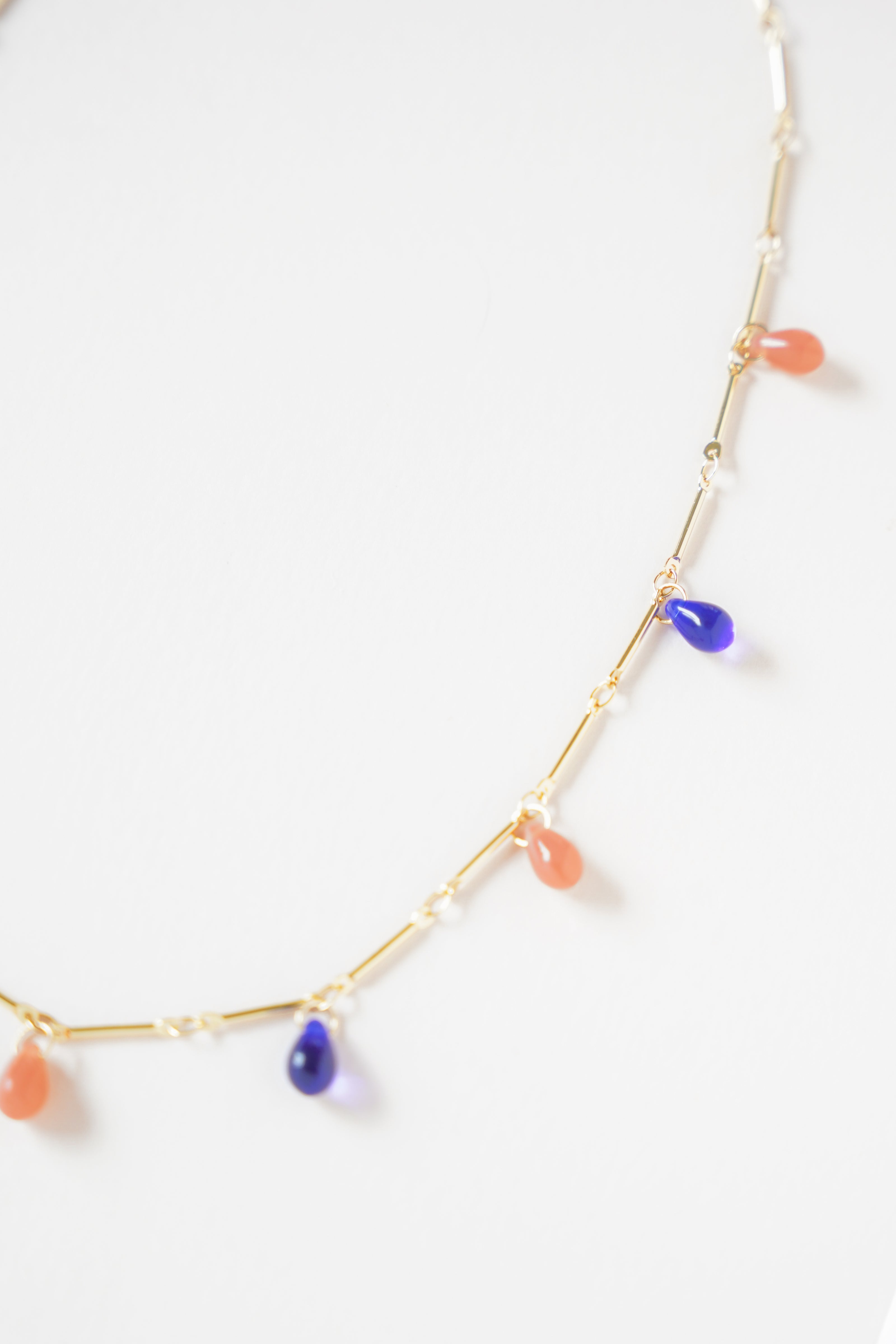 Peach & Blue Drops Necklace