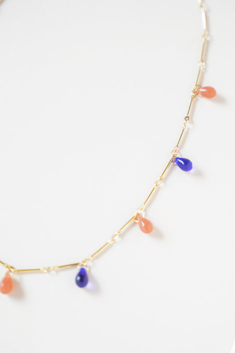 Peach & Blue Drops Necklace
