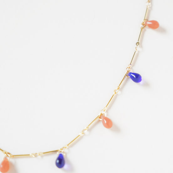 Peach & Blue Drops Necklace