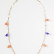 Peach & Blue Drops Necklace