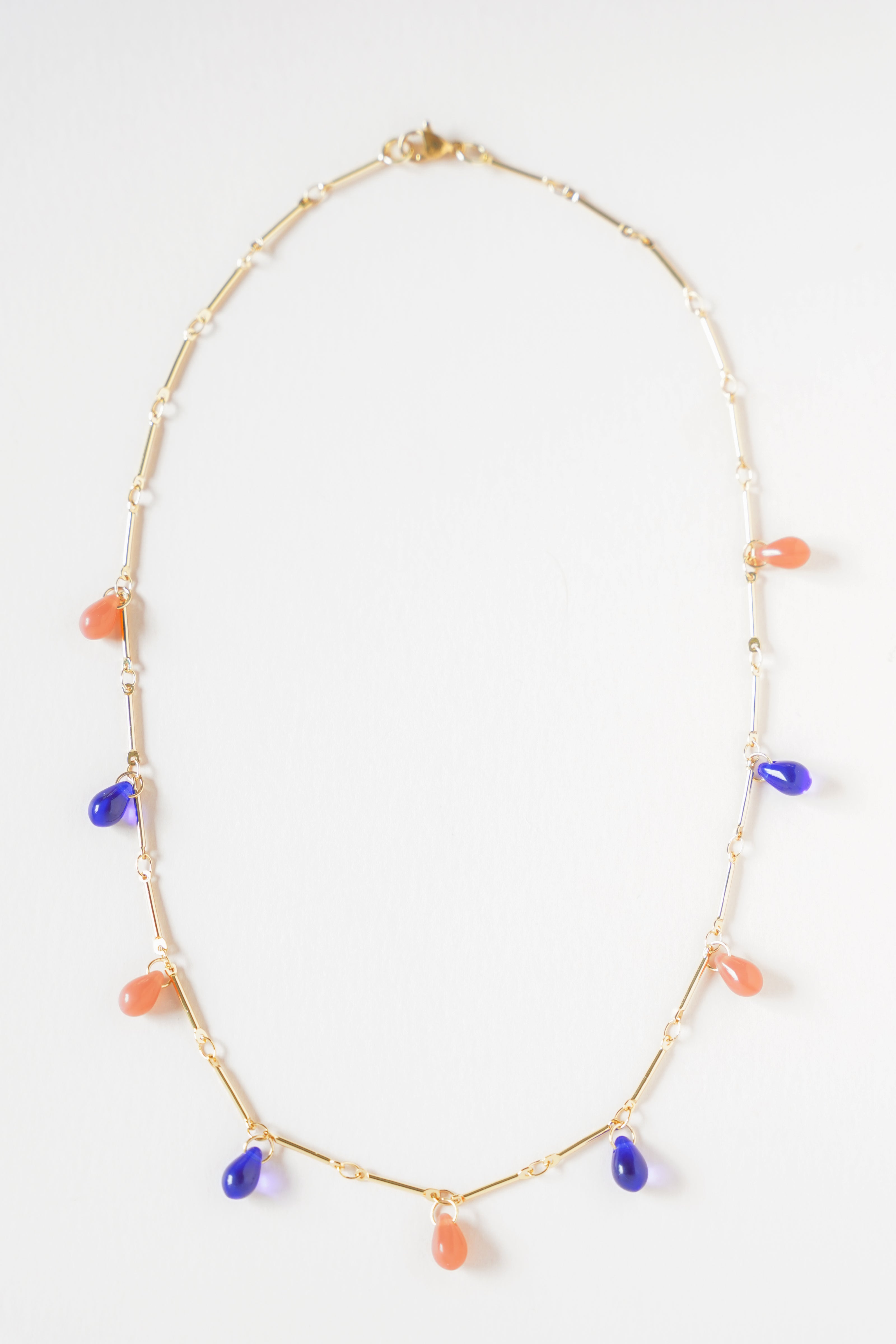 Peach & Blue Drops Necklace