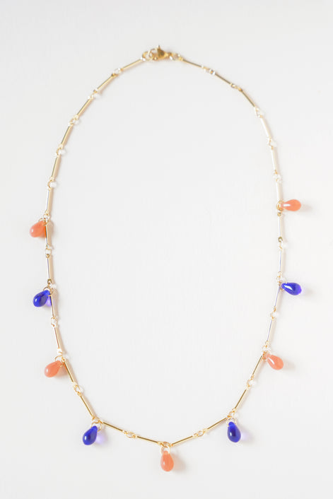 Peach & Blue Drops Necklace