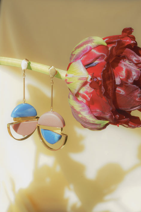 Dangling Blue & Pink Earrings