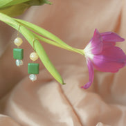 Sterling Silver Leaf Green Pearl Dangles