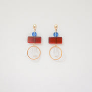 Colour Block Blue & Red Earrings