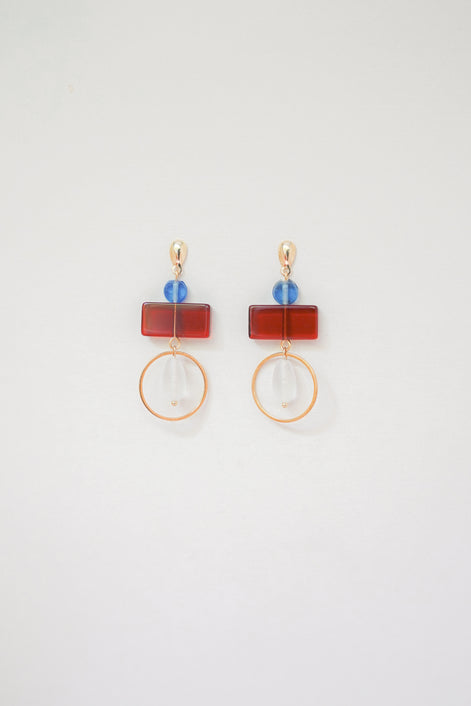 Colour Block Blue & Red Earrings