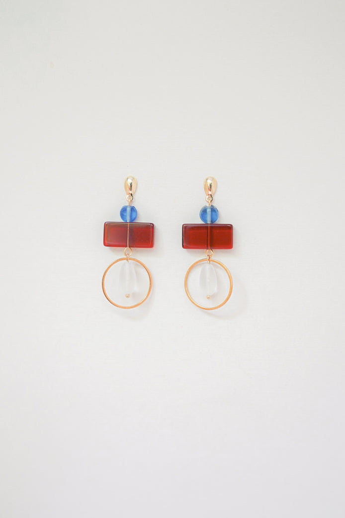 Colour Block Blue & Red Earrings