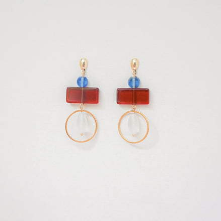 Colour Block Blue & Red Earrings