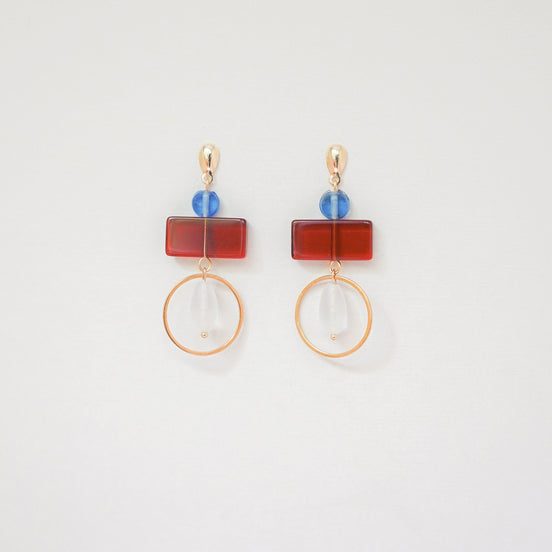 Colour Block Blue & Red Earrings