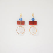 Colour Block Blue & Red Earrings