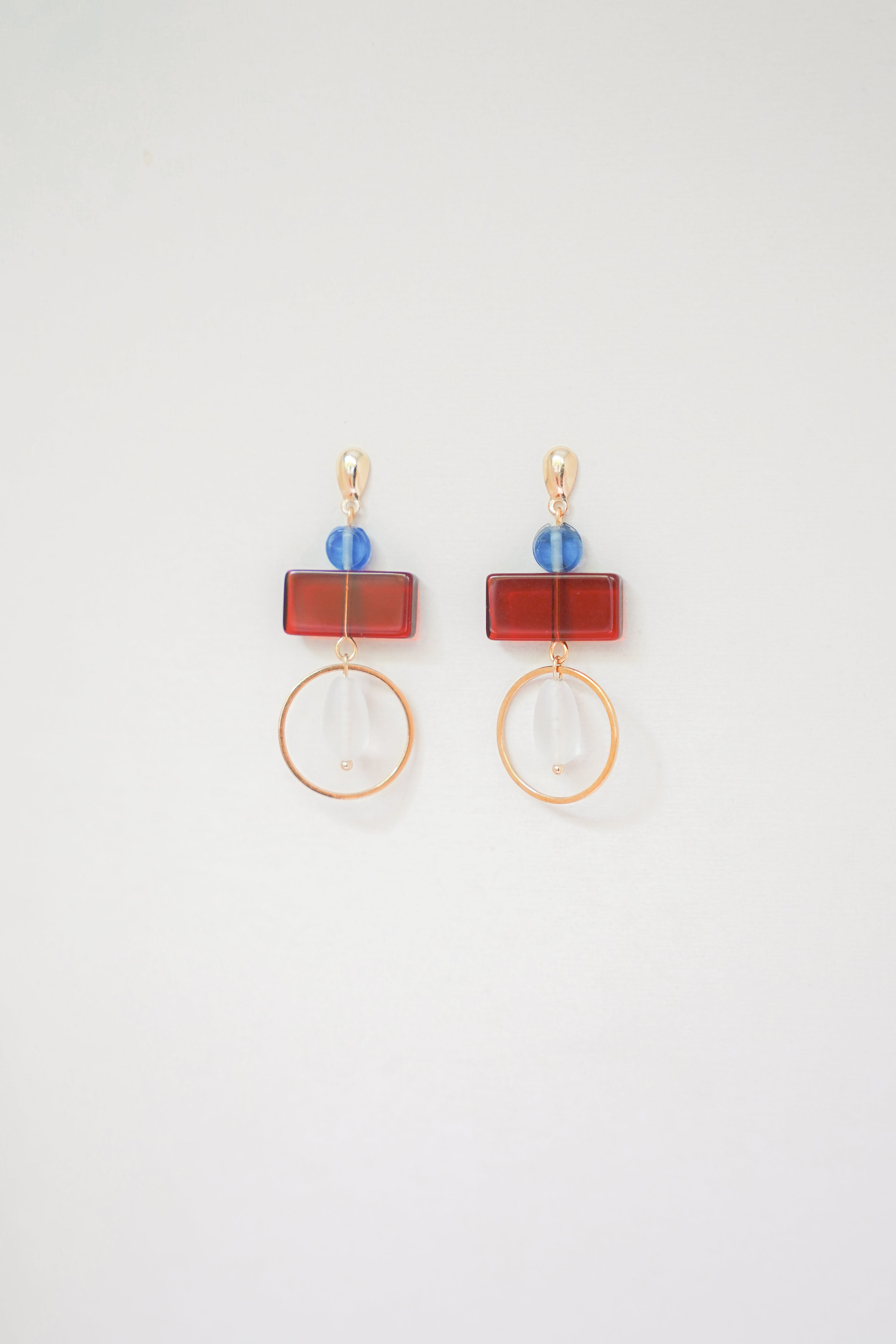 Colour Block Blue & Red Earrings