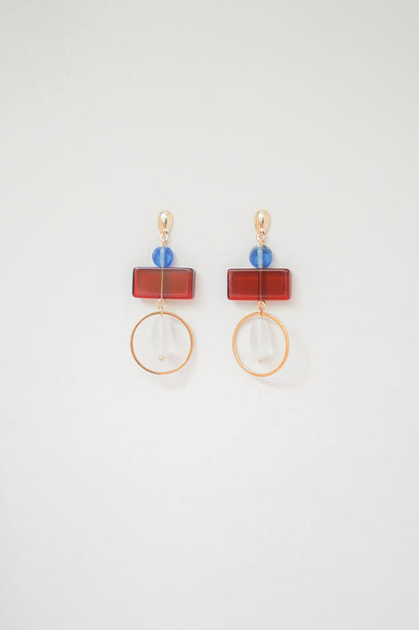 Colour Block Blue & Red Earrings