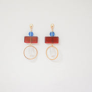 Colour Block Blue & Red Earrings