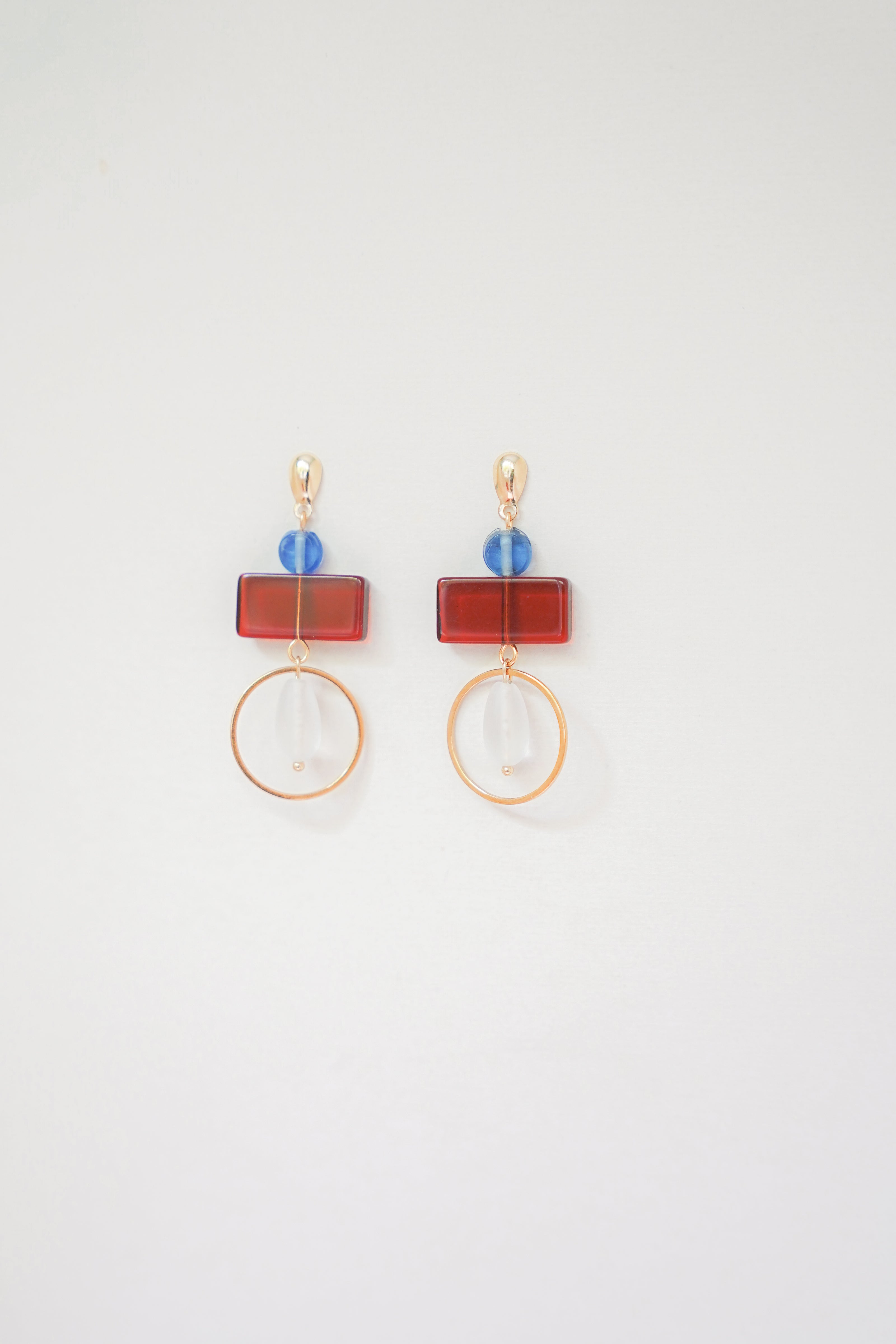 Colour Block Blue & Red Earrings