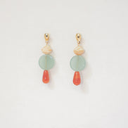 Colour Block Orange & Celadon Earrings