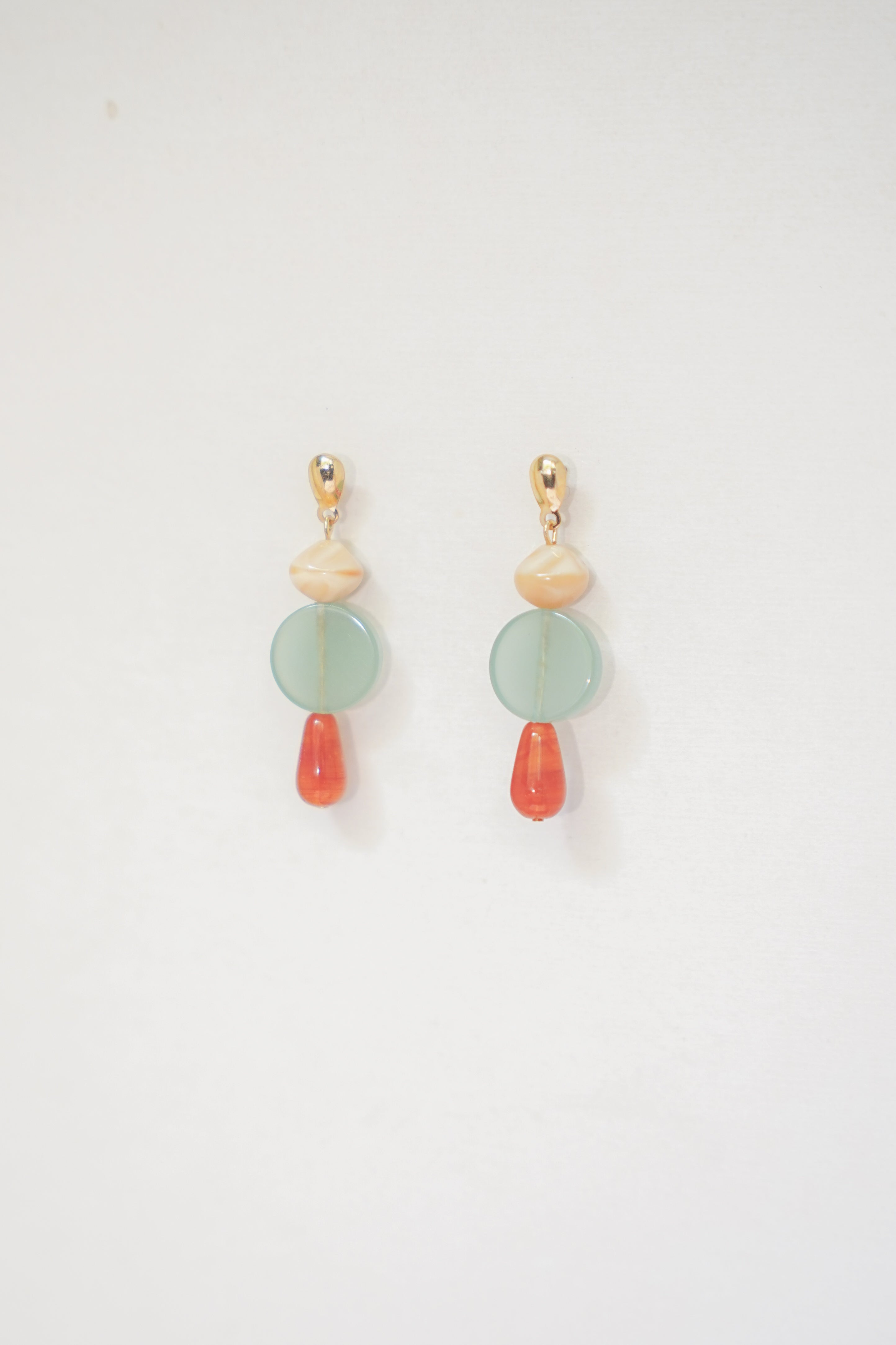 Colour Block Orange & Celadon Earrings