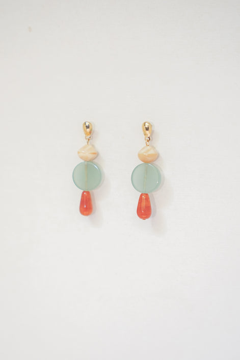 Colour Block Orange & Celadon Earrings
