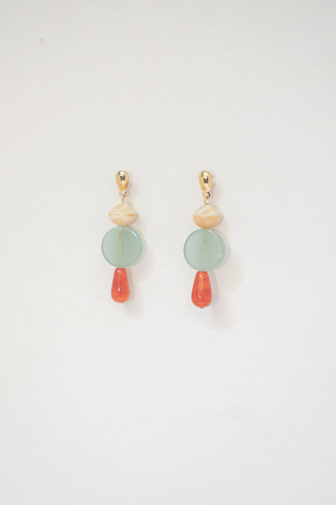 Colour Block Orange & Celadon Earrings