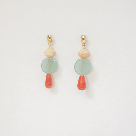 Colour Block Orange & Celadon Earrings