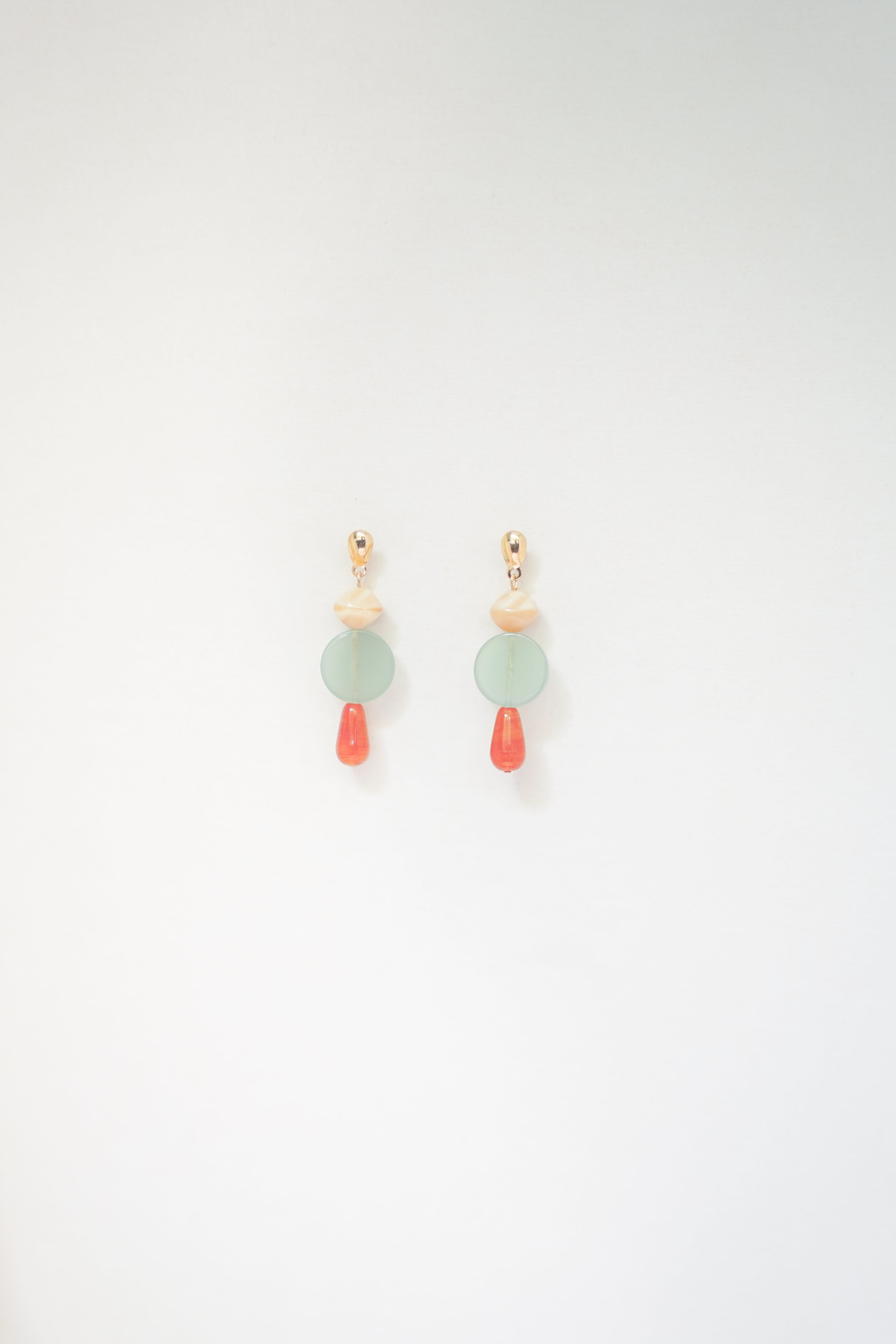 Colour Block Orange & Celadon Earrings