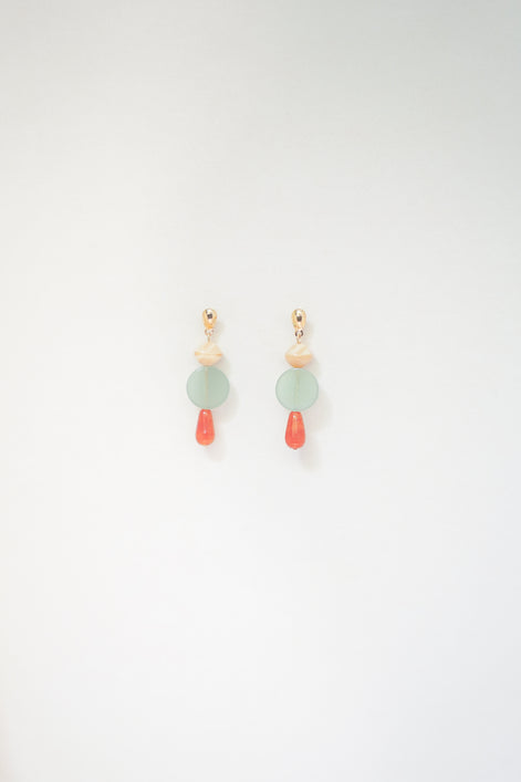 Colour Block Orange & Celadon Earrings