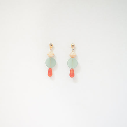 Colour Block Orange & Celadon Earrings