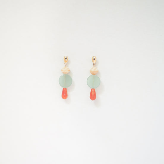 Colour Block Orange & Celadon Earrings