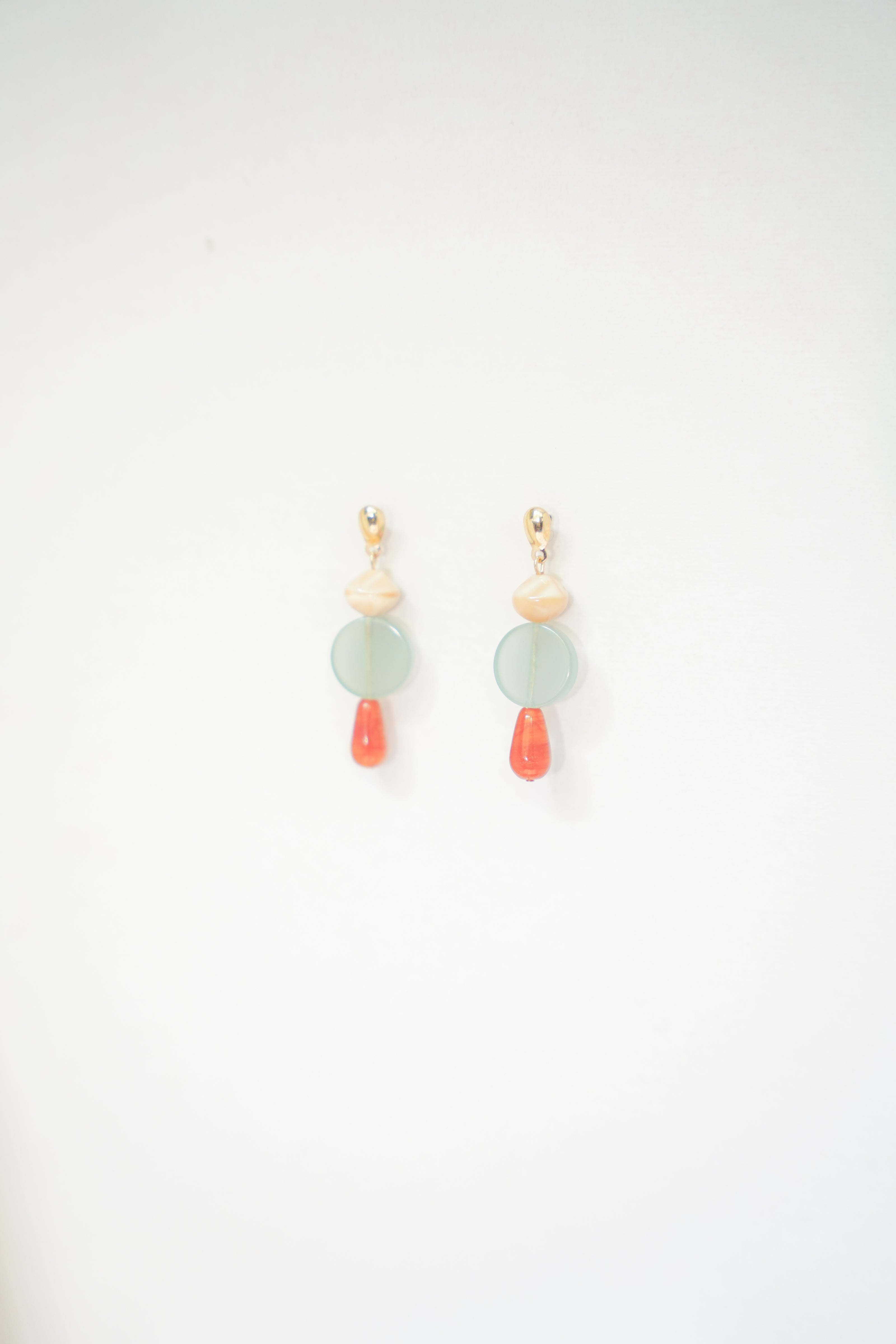 Colour Block Orange & Celadon Earrings
