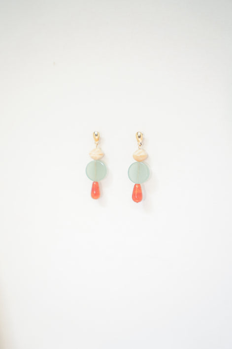 Colour Block Orange & Celadon Earrings