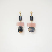 Colour Block Pink & Black Earrings