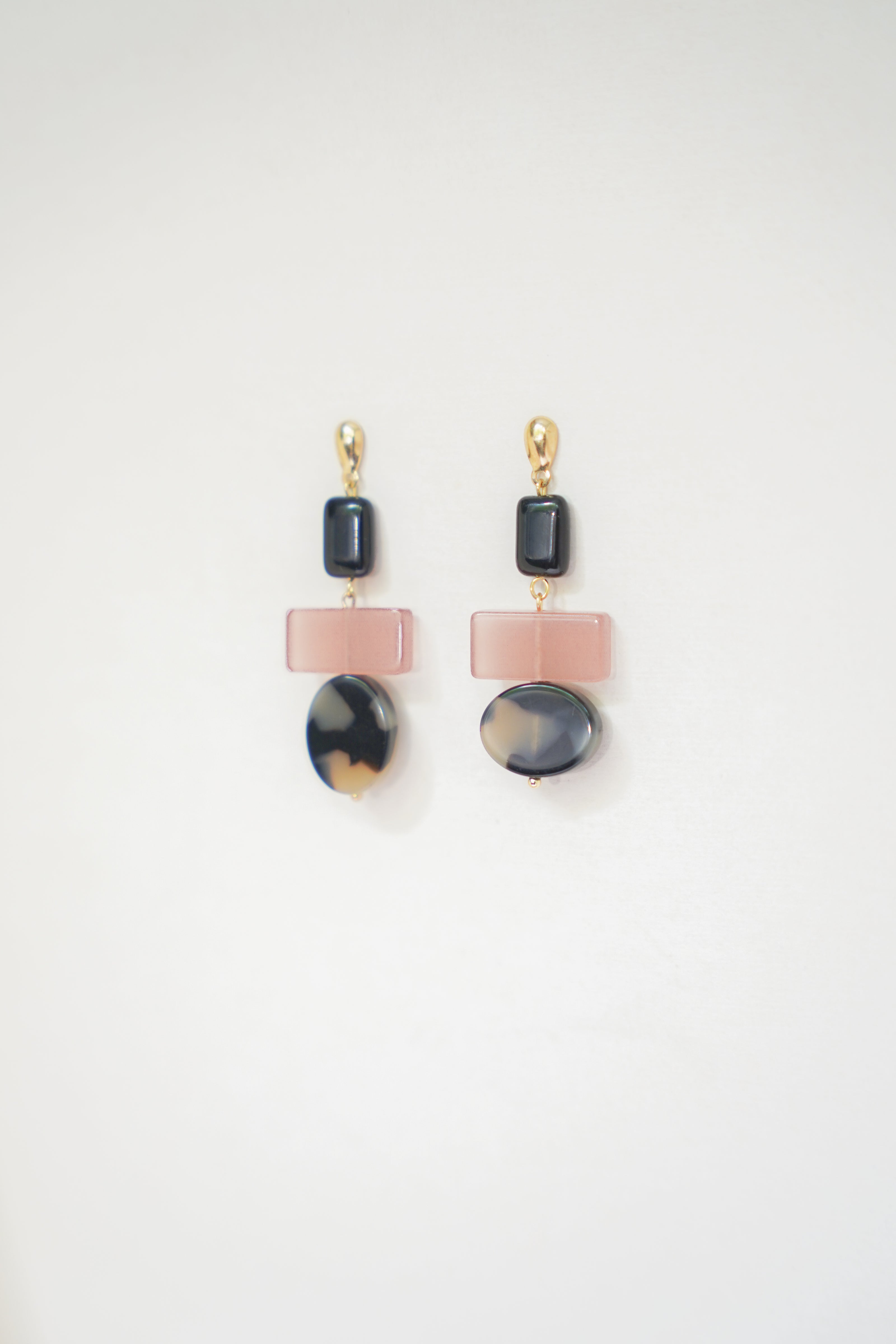 Colour Block Pink & Black Earrings