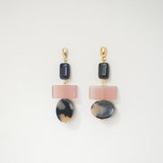 Colour Block Pink & Black Earrings