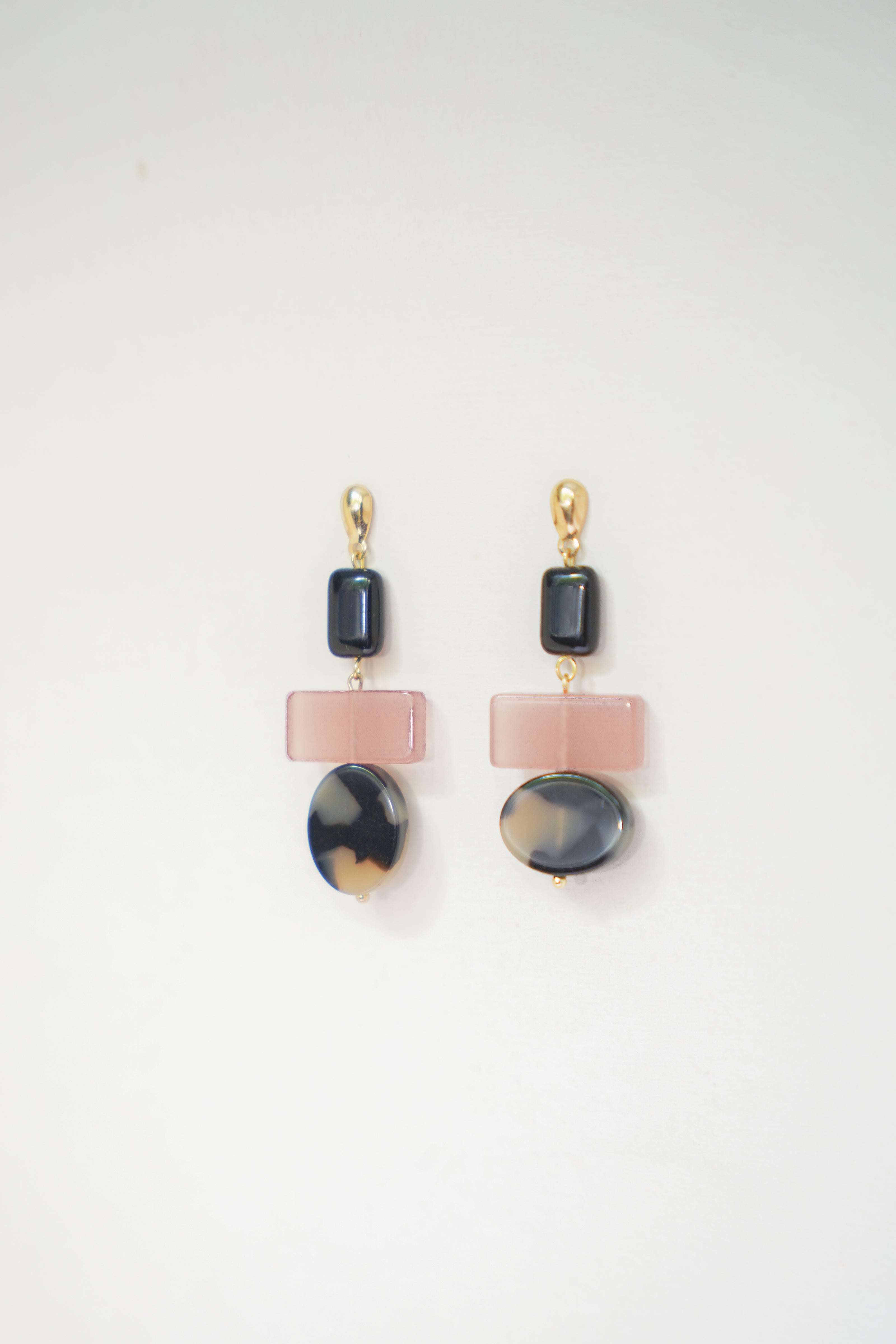 Colour Block Pink & Black Earrings