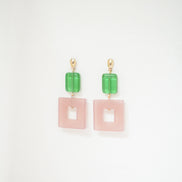 Emerald Green & Pink Earrings