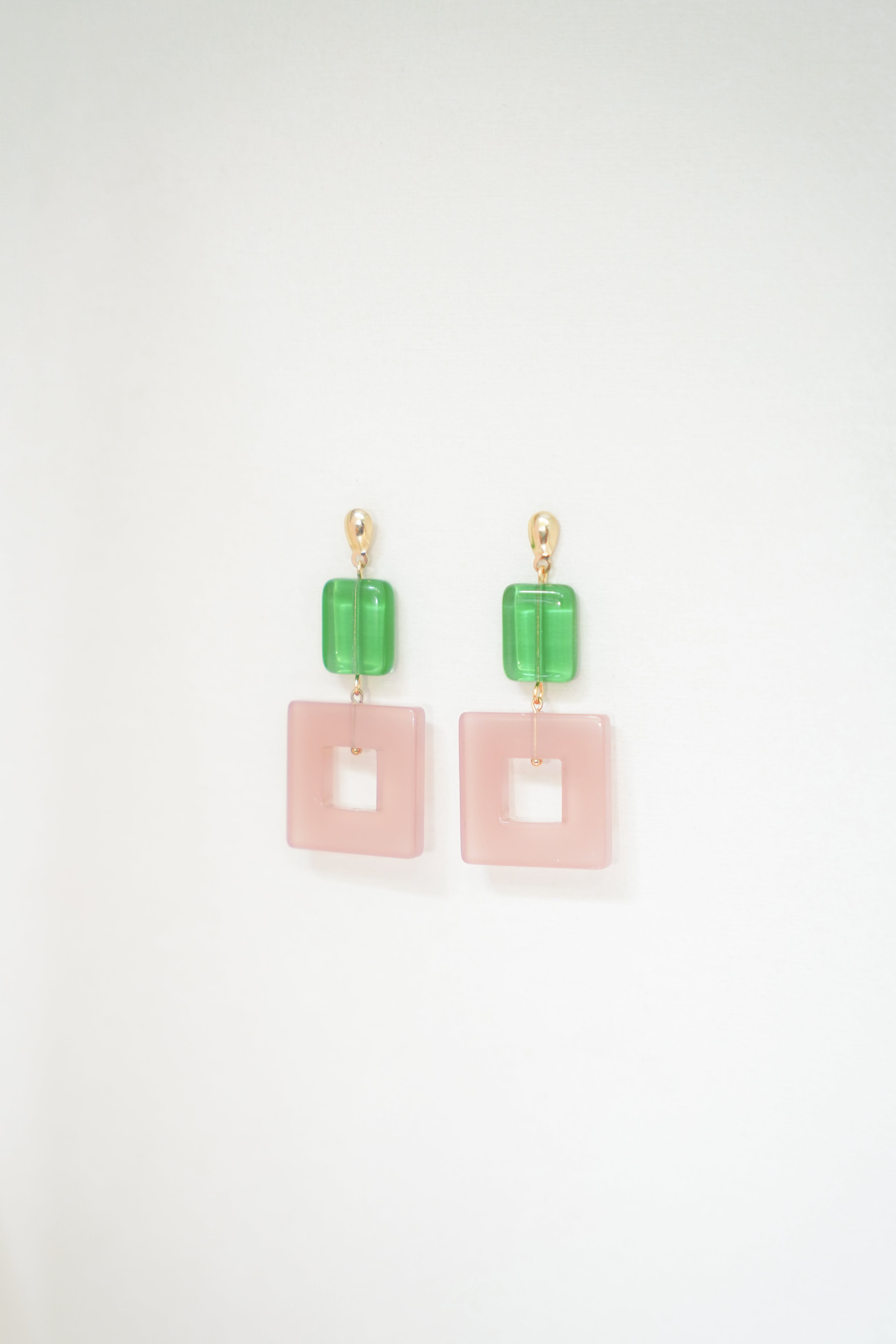Emerald Green & Pink Earrings