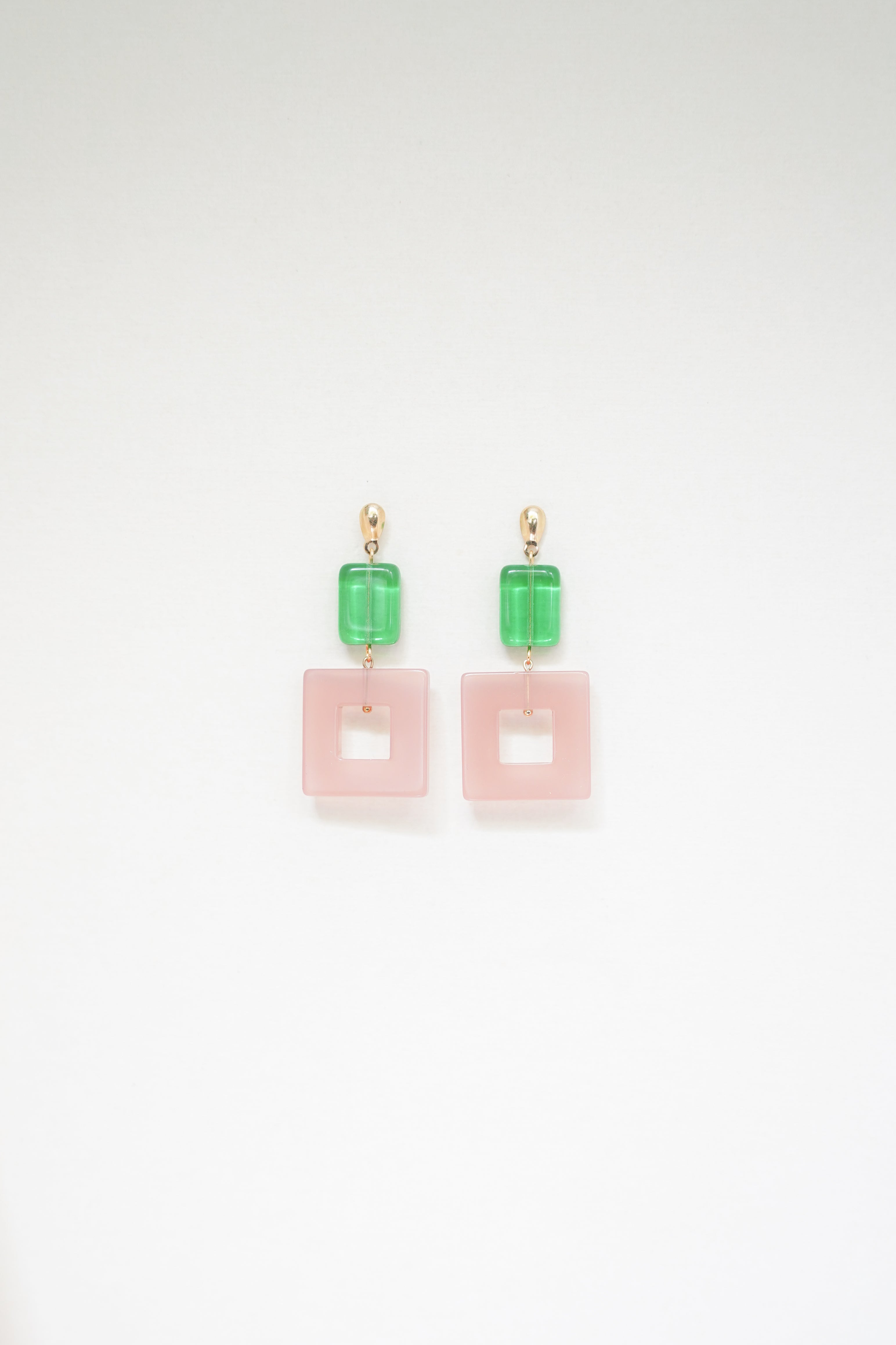 Emerald Green & Pink Earrings