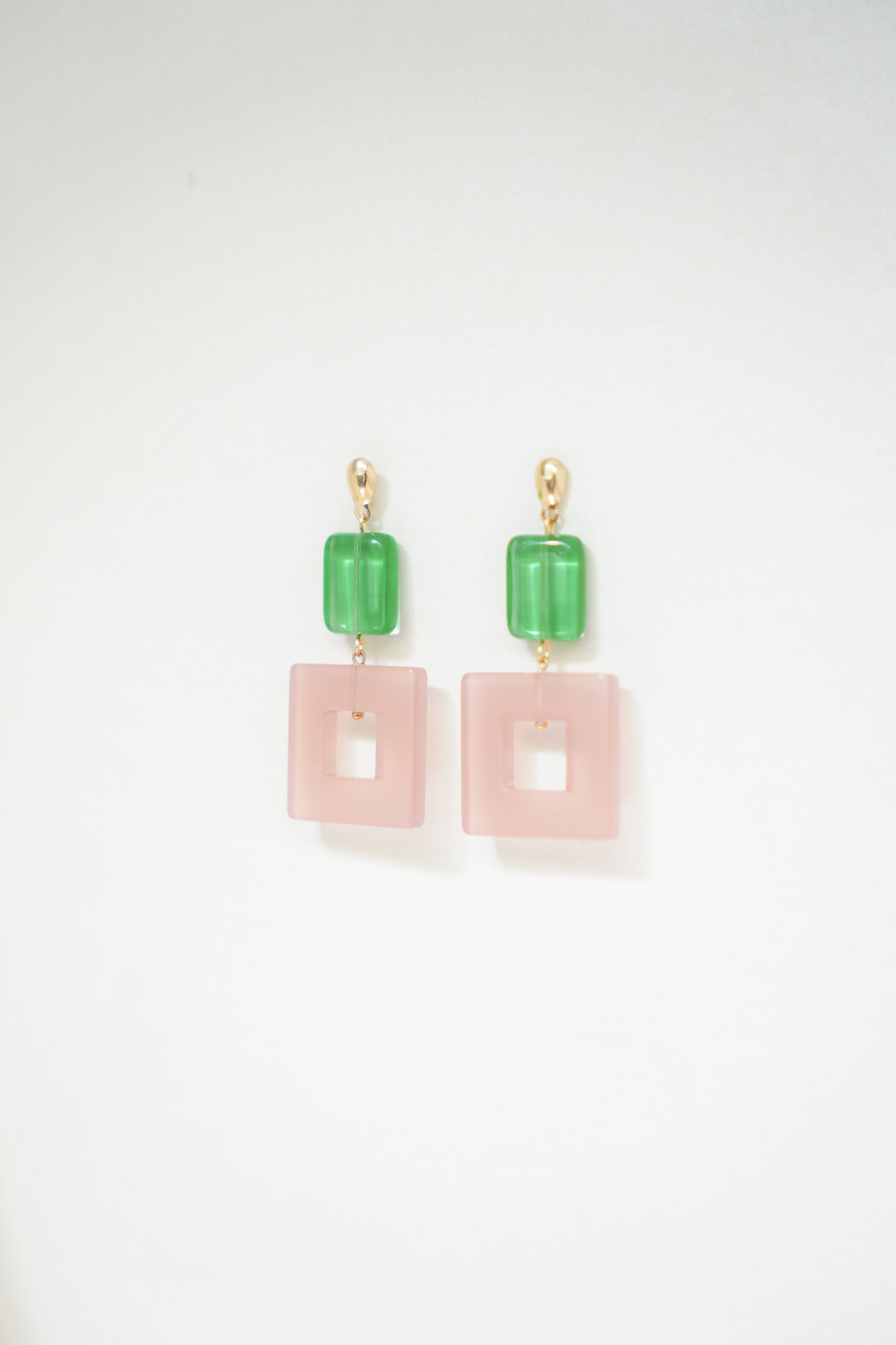 Emerald Green & Pink Earrings