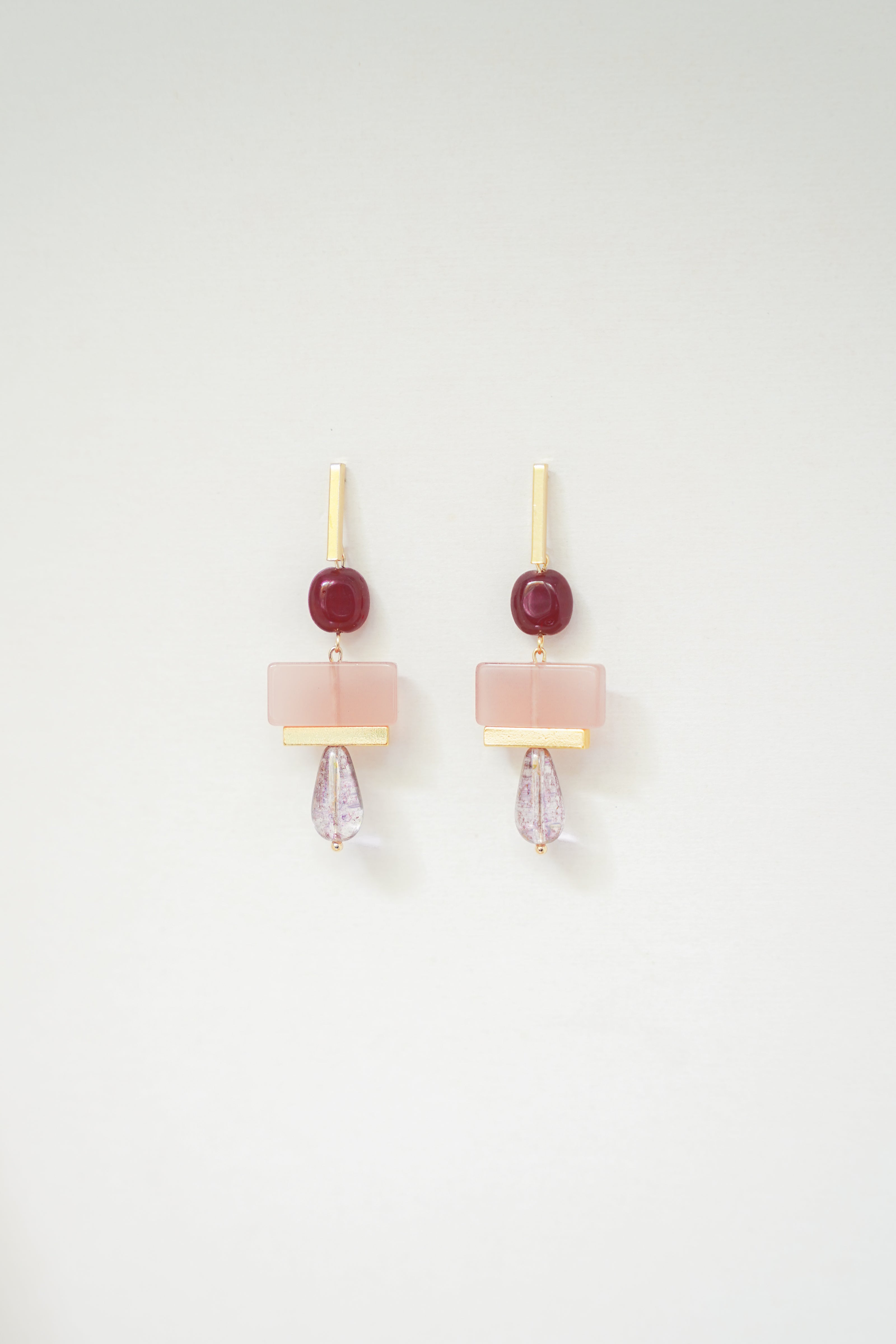 Colour Block Cherry & Pink Earrings