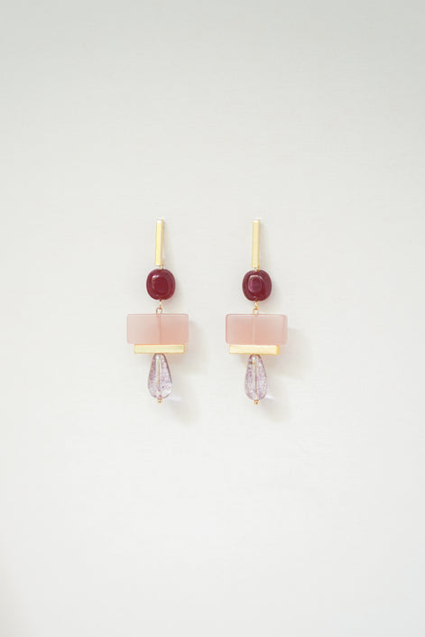 Colour Block Cherry & Pink Earrings