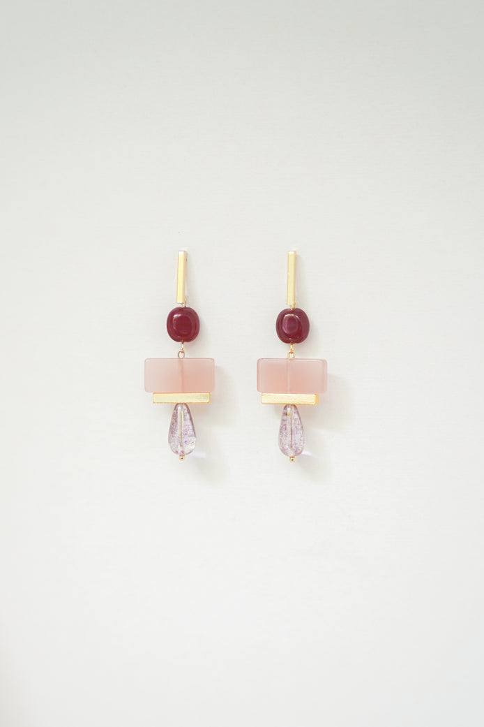 Colour Block Cherry & Pink Earrings