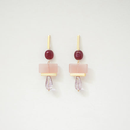 Colour Block Cherry & Pink Earrings