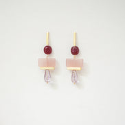 Colour Block Cherry & Pink Earrings