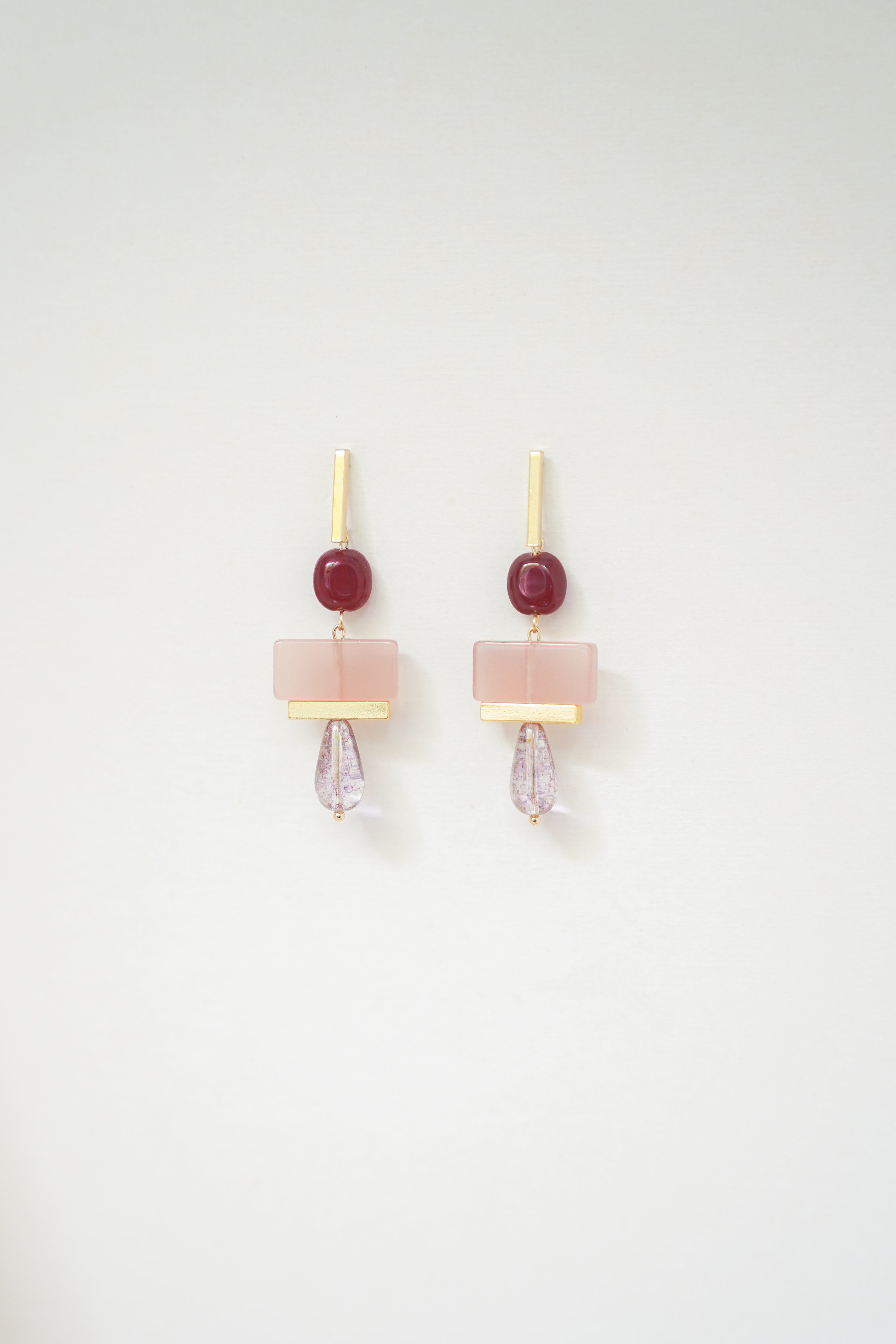 Colour Block Cherry & Pink Earrings