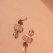 Colour Block Cherry & Pink Earrings