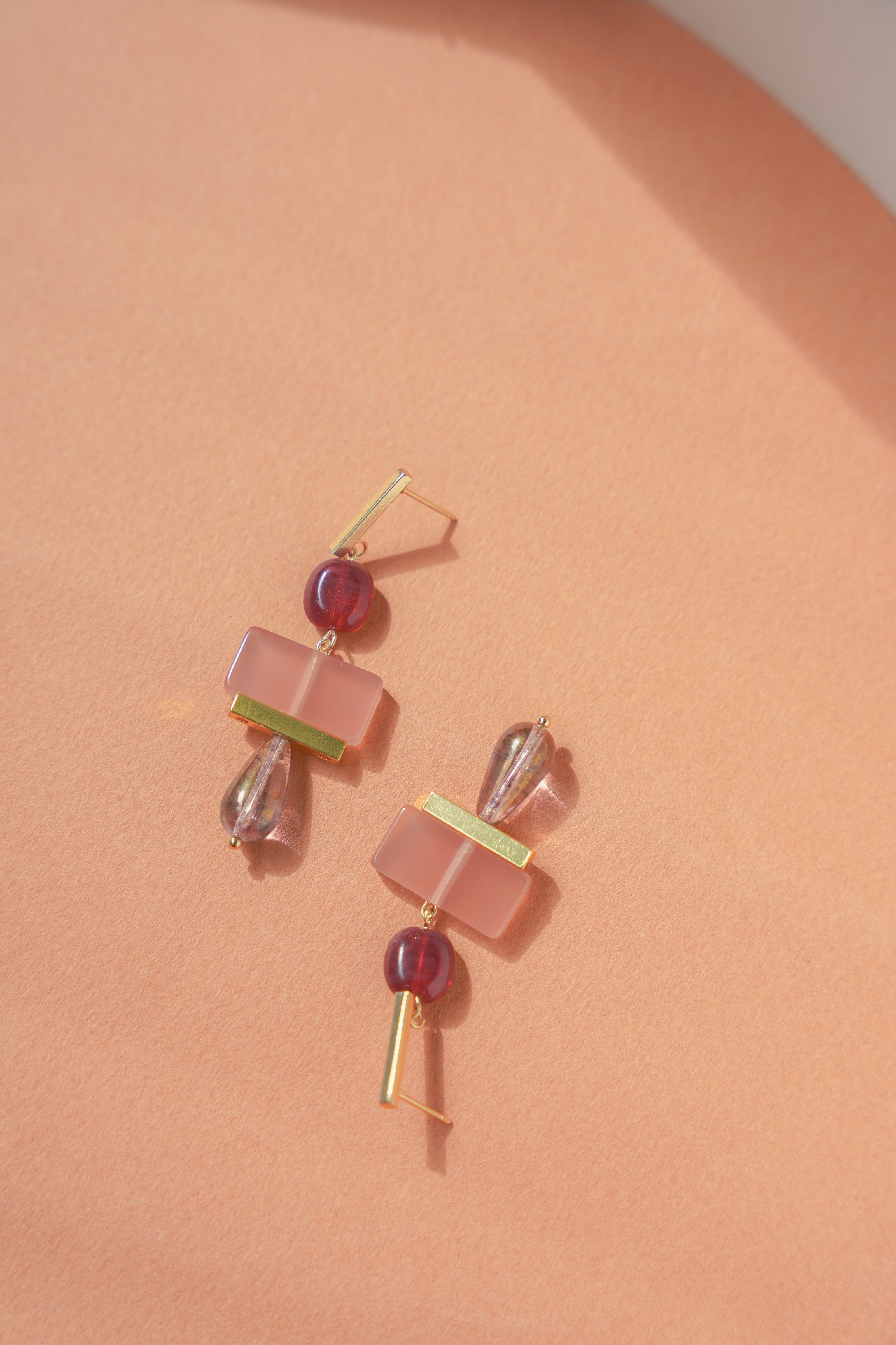 Colour Block Cherry & Pink Earrings
