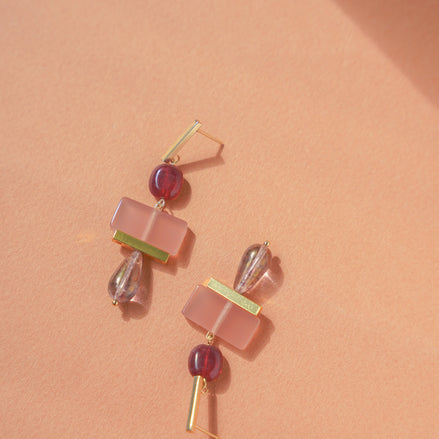 Colour Block Cherry & Pink Earrings
