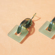 Geometric Celadon Earrings