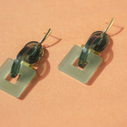 Geometric Celadon Earrings